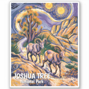Sticker Paysage vintage de Joshua Tree Faune Mouton Person