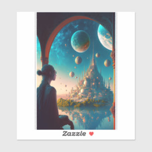 Sticker paysager futuriste Imaginaire Castle