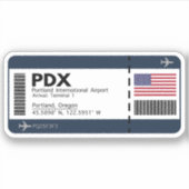 Sticker PDX Portland Boarding Pass - Oregon (Devant)