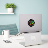 Sticker PEACE and LOVE, reggae style (Ordinateur portable sur le bureau)