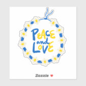 Sticker Peace and Love Ukraine Flower Wreath Vinyl (Feuille)