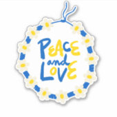 Sticker Peace and Love Ukraine Flower Wreath Vinyl (Devant)