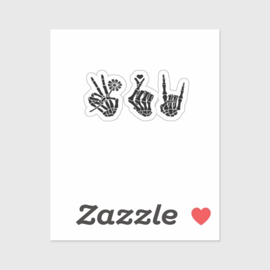 Sticker Peace And Roll Skeleton Mains Classique (Feuille)