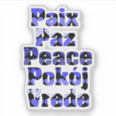 Sticker Peace Blue Hearts Many Languages (Devant)