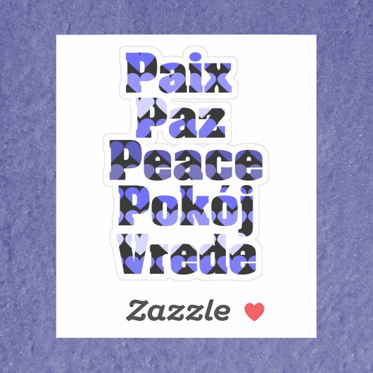 Sticker Peace Blue Hearts Many Languages