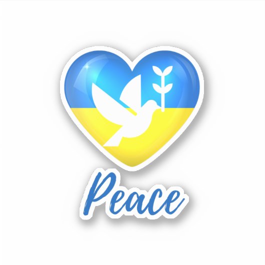 Sticker Peace Dove Ukraine Drapeau Coeur Vinyl (Devant)