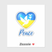 Sticker Peace Dove Ukraine Drapeau Coeur Vinyl (Feuille)