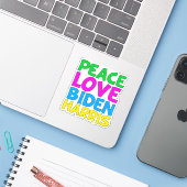 Sticker Peace Love Biden Harris (Ordinateur portable avec iPhone)