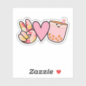 Sticker Peace Love Boba Bubble Tea Cute and Funny (Feuille)