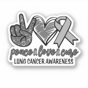 Sticker Peace Love Cure Lung Cancer Sensibilisation
