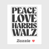 Sticker Peace Love Harris Walz (Feuille)