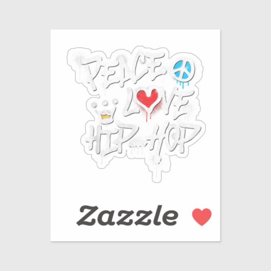 Sticker Peace Love Hip hop Dancing (Feuille)