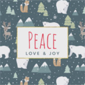 Sticker Peace Love & Joy Cute Christmas Animaux Motif (Devant)