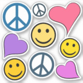 Sticker Peace Love Laute mignonne (Devant)