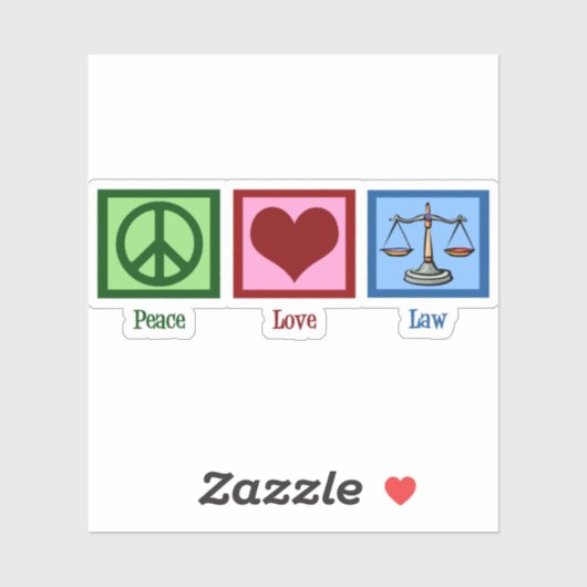 Sticker Peace Love Law migre Avocat (Feuille)