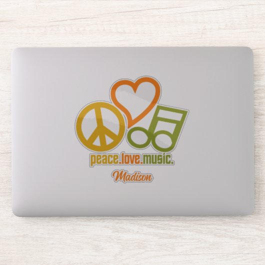 Sticker Peace Love Music nom personnalisé (Ordinateur)