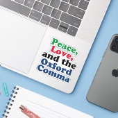 Sticker Peace Love Oxford Comma English Grammar Humour (Ordinateur portable avec iPhone)