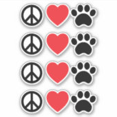 Sticker Peace Love Paw (Devant)
