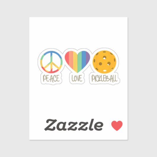 Sticker Peace Love Pickleball (Feuille)