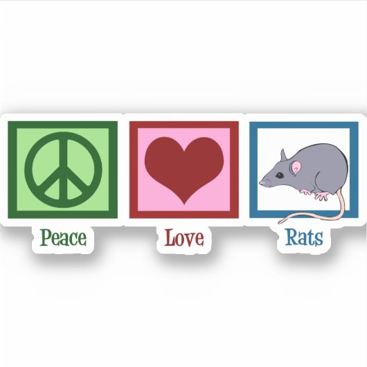 Sticker Peace Love Rats (Devant)