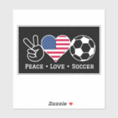 Sticker Peace Love Soccer USA (Feuille)