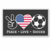 Sticker Peace Love Soccer USA (Devant)