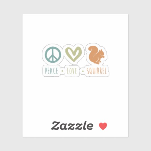 Sticker Peace Love Squirrel Cute Funny Squirrel. Parfait f (Feuille)