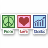 Sticker Peace Love Stocks Funny Stock Market (Devant)