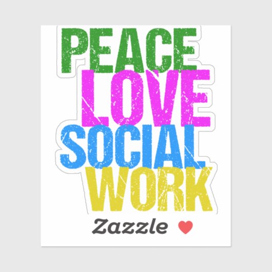 Sticker Peace Love Travail social (Feuille)