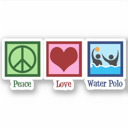 Sticker Peace Love Water Polo (Devant)