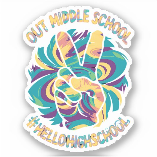 Sticker Peace Out Middle Hello Lycée Tie Dye (Devant)