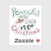 Sticker Peaceful Christmas 2025 mistletoe bird Ornament (Feuille)