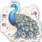 Sticker Peacock Avec Fleurs Violettes (Devant)