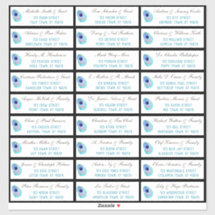 Sticker Peacock Feather Modern Mariage Adresse d'hôte