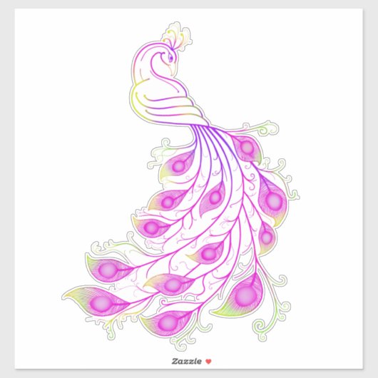 Sticker Peacock III rose (Feuille)
