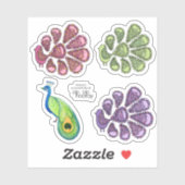 Sticker Peacock Illustrations Motifs Art Dessins Vinyl (Feuille)
