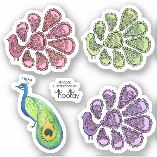 Sticker Peacock Illustrations Motifs Art Dessins Vinyl (Devant)