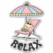 Sticker PEANUTS | Woodstock Relaxing à la plage (Devant)