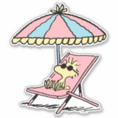 Sticker PEANUTS | Woodstock Relaxing à la plage (Devant)