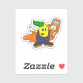 Sticker Pear as Painer with Paint brush (Feuille)