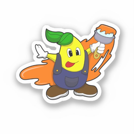 Sticker Pear as Painer with Paint brush (Recto)