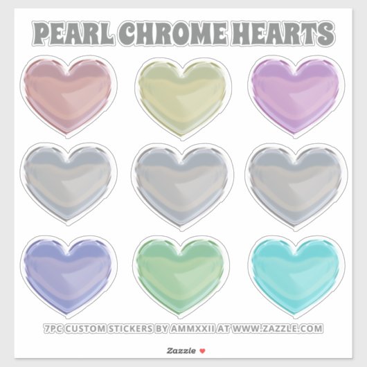 Sticker Pearl Chrome Coeurs (Feuille)
