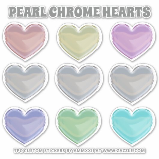 Sticker Pearl Chrome Coeurs (Devant)