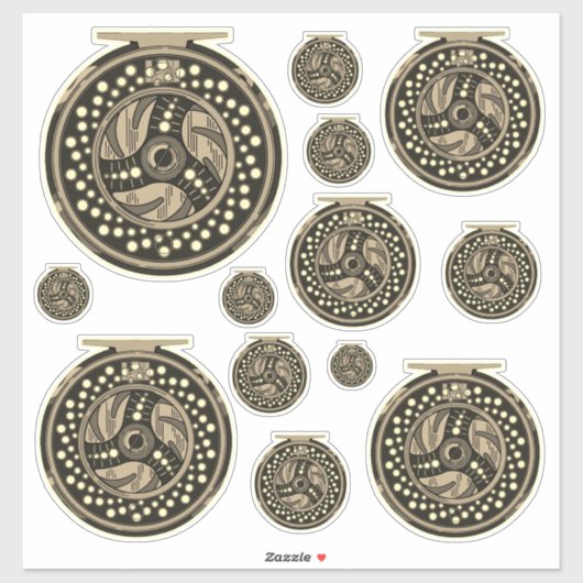 Sticker Pêche à la mouche Reel Art pêcheur pêcheur (Feuille)