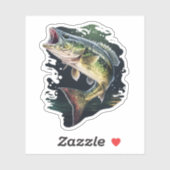 Sticker Pêche au bar à grande bouche (Feuille)