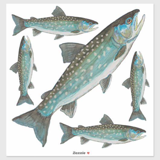 Sticker Pêche au Charar du Groenland pêcheur (Feuille)