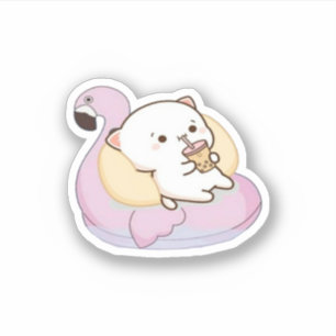 Sticker Pêche Et Chat Goma Mochi