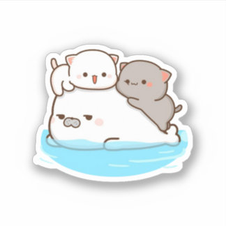 Sticker Pêche Et Chat Goma Mochi