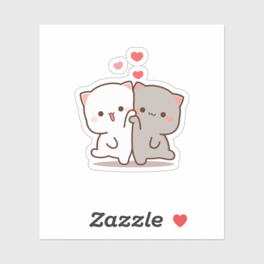 Sticker Pêche Et Chat Goma Mochi (Feuille)