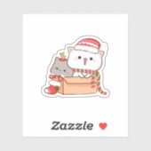 Sticker Pêche Et Goma Mochi Chat, Joyeux Noël (Feuille)